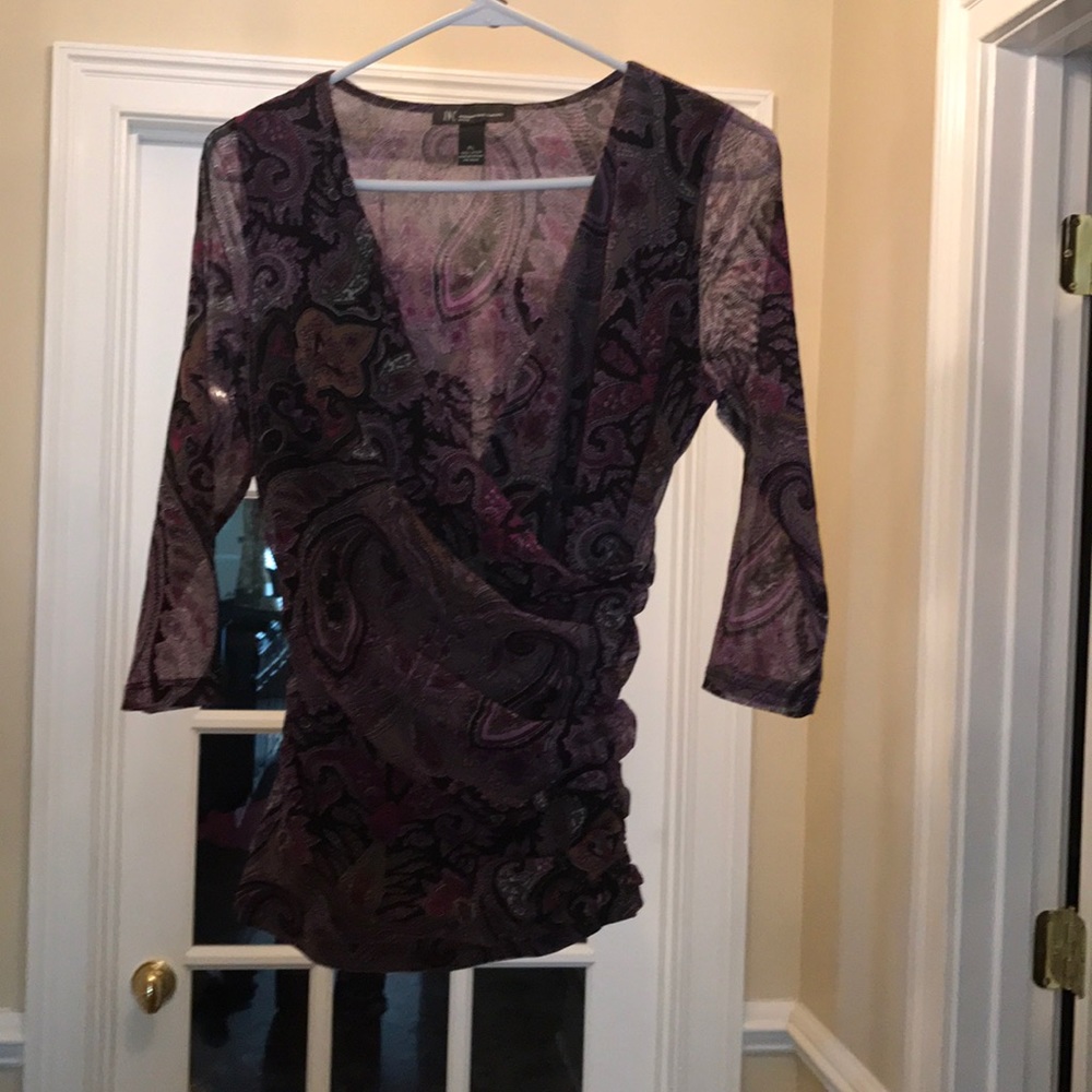 INC sheer shirt with 3/4 inch sleeves